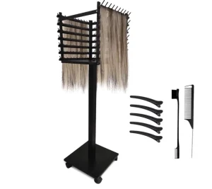 Custom Large Capacity 5 Layer Braiding Hair Rack Hair Extension Holder Tools Organizer Wooden 3 Sided Hair Rack