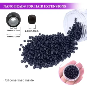 Custom Logo 1000PCS 3mm Black Dark Brown Silicone Silicone Hair Beads Professional Tools