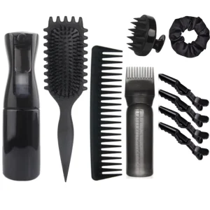 Custom Logo 10pcs Hair Styling Comb Tools Set Detangling Hair Brush Hair Spray Bottle Scalp Massager for Wet Dry Curly Hair