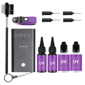 Custom Logo 20ml Hair Glue UV Extension Tools Invisible Adhesive Light Hair Extension Kit Commercial Use