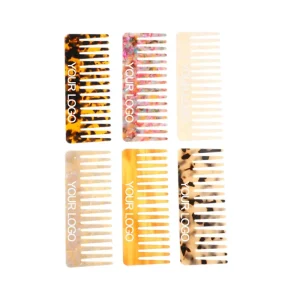 Custom Logo 4MM Wide Tooth Comb Cellulose Acetate Detangling Anti Static Acetate Plate Hair Brush Comb