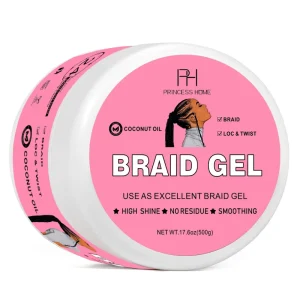 Custom Logo 500g Extreme Hold Braid Gel Neat Braid Loc Twist Non Residue Professional Braiding 4C Hair Gel