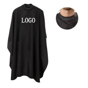 Custom Logo Anti static Barber Cape Waterproof Adjustable Black Hairdressing Salon Cape With Silicone Neck
