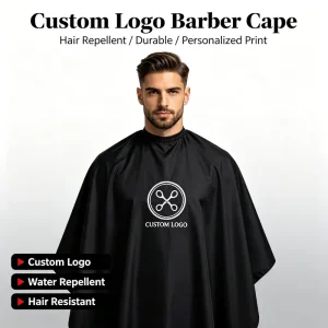Custom Logo Barber Cape Waterproof Non Stick Professional Salon Hair Cutting Cape with Snap Neck Bulk Supply