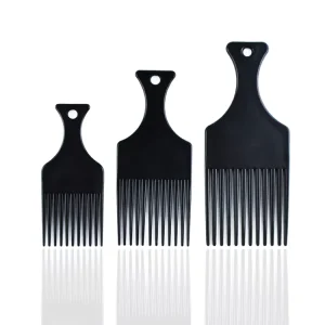 Custom Logo Black Afro Wide Tooth Pick Comb Eco Friendly Portable Hair Styling Fork for Men for Salon Use
