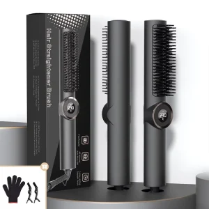 Custom Logo Ceramic Hair Straight Brush with Comb Electric Hot Heating Comb Hair Straightener Household