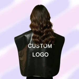 Custom Logo Chemical & Water Proof PU Hair Dye Cape for Clients Barbershop Hair Treatment Pu Coated Hair Coloing Shawl