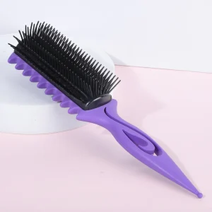Custom Logo Classic Easy Clean Removable Hair Styling Brush 9 Row Detangling Hairbrush Curly Denman Brush