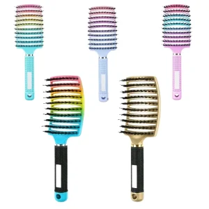 Custom Logo Colors Waterproof Fashion Women Professional Bristle Tooth Salon Home Use Plastic Handle Common Hair Extension Comb