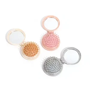 Custom Logo Detangling Hair Combs for Children Mini Folding Pocket Hair Brush With Mirror