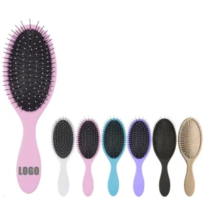 Custom Logo Dry Wet Scalp Massage Hairbrush Beige Nylon Boar Bristle Extensions Brush with Plastic Handle Common Comb Type