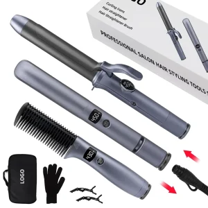 Custom Logo Easy to Store Styling Tool Kit Hair Straighteners Comb Flat Iron and Curling Wands Set With Detachable Power Cord