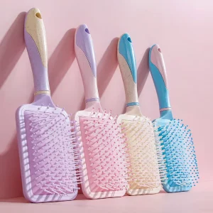 Custom Logo Eco friendly Wheat Straw Airbag Hair Massage Scalp Comb Big Board Air Cushion Comb Detangler Square Hair Brush
