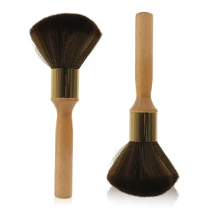 Custom Logo Fashion Natural Wood Handle Powder Brush Wide Hairbrush Sweeping Neck Face Duster Brush