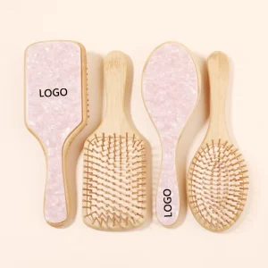 Custom Logo Hair Brush and Comb Natural Bamboo Air Bag Wooden Acetate Accessories Hairbrush Soft Goat Bristles