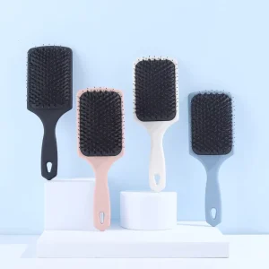Custom Logo Hair Extension Brush Soft Detangling Square Paddle Brush Boar Bristle ABS Plastic Waterproof Curly Hair Brush