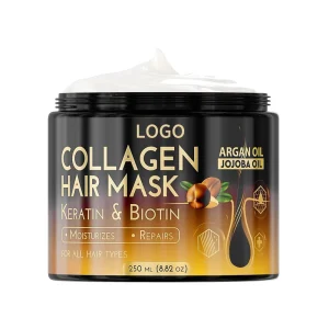 Custom Logo Hair Mask for Dry Damaged Hair with Collagen Biotin Argan Oil Repair Reduce Damage Moisturizing Keratin Hair Mask