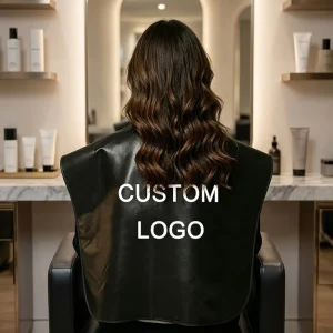 Custom Logo Hair Styling Hair Treatment Shoulder length PU Leather Thickening Coloring Hair Salon Cover Cloth Coloring Shawl