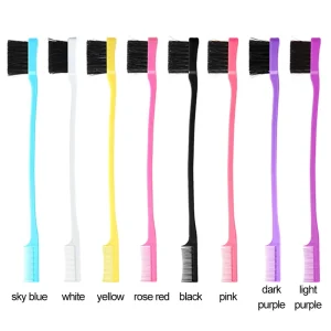 Custom Logo Hair Tools Lace Wig Baby Hair Edge Brush Pintail Double Sided Eyebrow Comb 3 in 1 Edge Control Brush