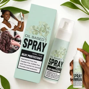 Custom Logo Heat Protecting Spray Non Greasy Light Weight Anti Frizz Heat Resistant Hair Styling Oil Based Heat Protectant Spray