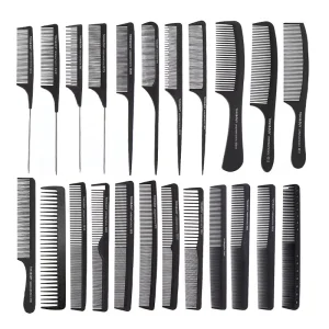 Custom Logo High Quality Black Straight Hair Combs Salon Hairdressing Antistatic Carbon Fiber Comb for Barber Hair Cutting Comb