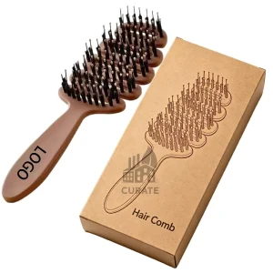 Custom Logo Hollow Wet and Dry Hair Brush Curly Hair Detangler Massage Hairbrush with Nylon Bristles