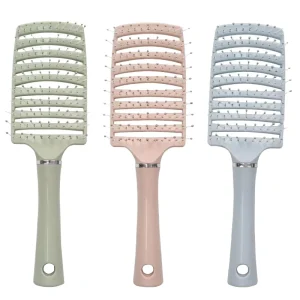 Custom Logo Large Curved Comb Hair Extension Wet Dry Styling Comb with Vent Detangling Massage Nylon Material Brush