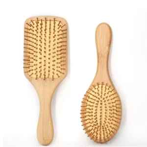 Custom Logo Large Natural Square and Oval Detangling Hair Brush Massage Scalp Paddle Comb Brush Air Cushion Bamboo Hair Brush