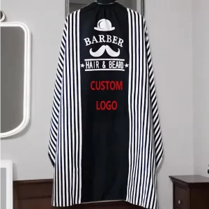Custom Logo Professional Barber Salon Hairdressing Cape Polyester Adjustable Waist Waterproof Hair Cutting