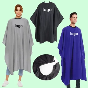 Custom Logo Professional Waterproof Polyester Beauty Hair Cutting Robe for Clients Salon Gown Apron Hairdressing Barber Cape