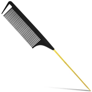 Custom Logo Rat Tail Gold Pin Tail Comb Anti Static Hairdressing Comb for Hair Salon Styling Tool