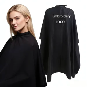 Custom Logo Sustainable Waterproof Polyester Bib Apron Professional Hairdressing Barber Cape for Salon Barbershop Home Cleaning