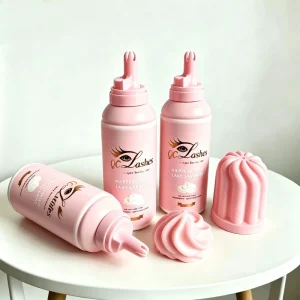 Custom Logo Vegan Whipped Cream Lash Shampoo Wash Strawberry Mousse Foam Cleanser 100ml
