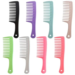 Custom Logo Wide Tooth Comb Plastic Detangling Comb Plastic Heat resistant Large Wide Tooth Comb for Hair Styling