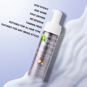 Custom Natural Olive Oil Curly Hair Mousse Foam Fast Dry for Men and Women Hair Hold Anti Frizz Styling Mousse Foam