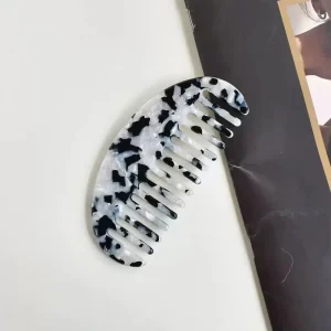 Custom Portable Stylish Half Round Comb Acetic Acid Material Marble Pattern Anti Static