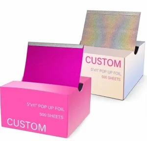 Custom Print Pre Cut Hair Coloring Foils 500 Foil Sheets 5×10.75 Inch Pop up Hair Foil for Hairdressing
