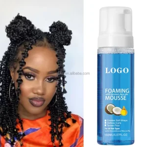 Custom Private Label Foaming Styling Mousse For Curly Hair Define Curls Wrap For Braids Styling Lotion
