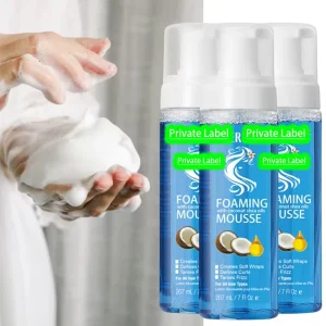 Custom Private Label Organic Herbal Foaming Styling Mousse for Curly Hair & Braids Define Curls Matte Finish