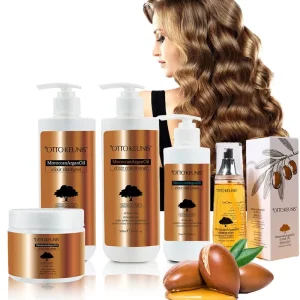 Custom logo Hair Care Set Organic Scalp Care Repairing Smoothing Silky Soft Nourishing Argan Oil Hair Shampoo and Conditioner