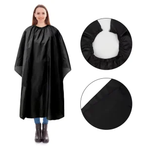 Custom logo Hairdressing Cape Black Waterproof Polyester Apron Barber Shop Cape for Salon