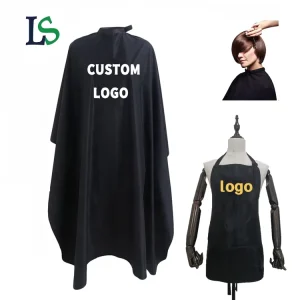 Custom logo Waterproof Gown Barbershop Aprons Haircut Hairdressing Salon Black Barber Cape