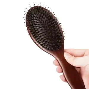 Custom logo and Packaging Brown Color Massage Hairdressing Soft Boar Bristles Detangling Hair Brush Air Cushion Comb