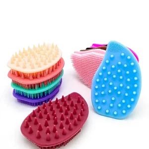 Custom made Silicone Shampoo Brush Comb Shower Hairbrush for Head Body and Scalp Massage