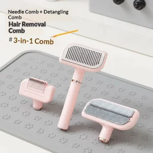 Customizable 3-in-1 Multi-functional Dog & Cat Detangling Hairbrush Grooming Comb ABS Material for Easy Hair Removal