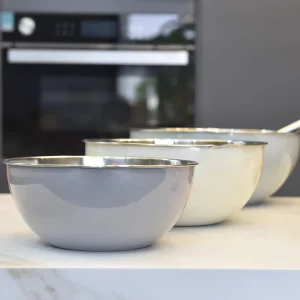 Customizable 3pcs Nesting Colored Basin with Spouts Salad Vegetable Dough Cake Baking Stainless Steel Mixing Bowl Set