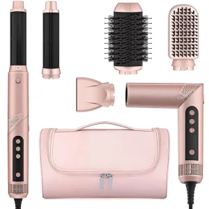 Customizable 5 in 1 High Speed Multi Functional Hair Dryer Non Harmful Negative Ions Hot Air Comb All In One Hair Styling Tool