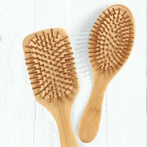 Customizable Comfortable Natural Bamboo Portable Classic Hairbrush Wooden Paddle Hair Comb with Handle for Massage
