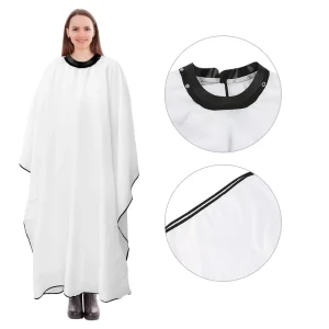 Customizable Luxury Shiny Eco Friendly Durable Polyester Hair Salon Cape Elastic Neckline Waterproof Anti static Barber Gown
