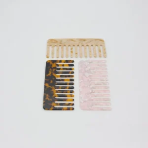 Customize Gift Anti Static Detangler Hairbrush Comb Portable Marble Cushion Travel Wide Tooth Comb Cellulose Acetate Pocket Comb